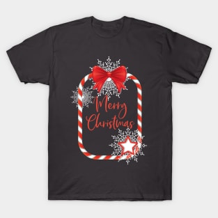 Snowflake Candy Cane Christmas T-Shirt